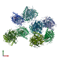 PDB entry 6zgp coloured by chain, front view.