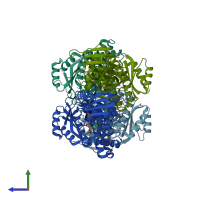 PDB entry 6zgv coloured by chain, side view.
