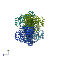 PDB entry 6zgw coloured by chain, side view.