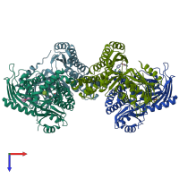 PDB entry 6zgw coloured by chain, top view.
