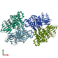PDB entry 6zgx coloured by chain, front view.