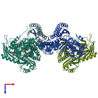 PDB entry 6zgx coloured by chain, top view.