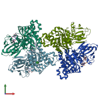 PDB entry 6zgy coloured by chain, front view.