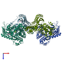 PDB entry 6zgy coloured by chain, top view.