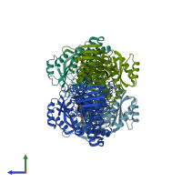 PDB entry 6zgz coloured by chain, side view.