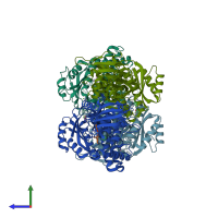 PDB entry 6zh0 coloured by chain, side view.