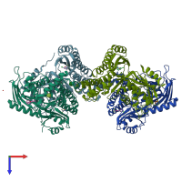 PDB entry 6zh0 coloured by chain, top view.