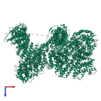 PDB entry 6zh2 coloured by chain, top view.