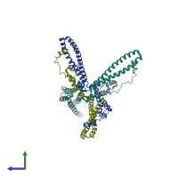 PDB entry 6zh3 coloured by chain, side view.