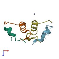 PDB entry 6zhb coloured by chain, top view.