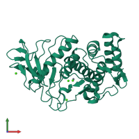 PDB entry 6zhj coloured by chain, front view.