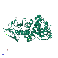 PDB entry 6zhj coloured by chain, top view.