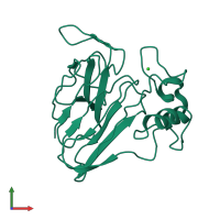 PDB entry 6zhn coloured by chain, front view.