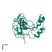 PDB entry 6zhn coloured by chain, top view.