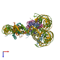 PDB entry 6zhy coloured by chain, top view.