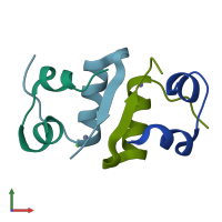 PDB entry 6zi8 coloured by chain, front view.