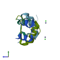 PDB entry 6zi8 coloured by chain, side view.