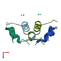 PDB entry 6zi8 coloured by chain, top view.