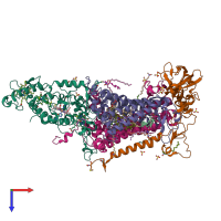 PDB entry 6zia coloured by chain, top view.