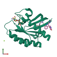 PDB entry 6zir coloured by chain, front view.