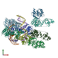 PDB entry 6zj2 coloured by chain, front view.