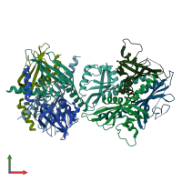 PDB entry 6zj8 coloured by chain, front view.