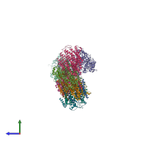 PDB entry 6zjn coloured by chain, side view.