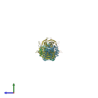 PDB entry 6zl0 coloured by chain, side view.