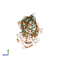 PDB entry 6zlt coloured by chain, side view.