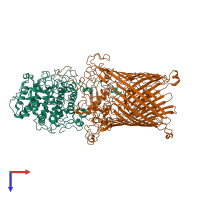 PDB entry 6zlt coloured by chain, top view.