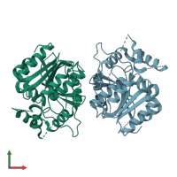PDB entry 6zmm coloured by chain, front view.