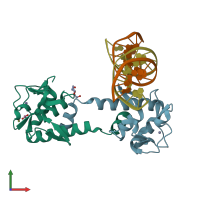 PDB entry 6zmn coloured by chain, front view.