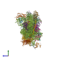 PDB entry 6zmt coloured by chain, side view.
