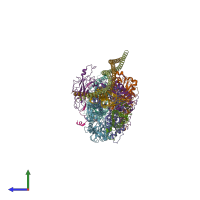 PDB entry 6znm coloured by chain, side view.
