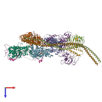 PDB entry 6znm coloured by chain, top view.
