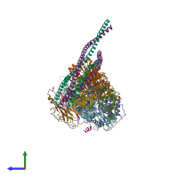 PDB entry 6zno coloured by chain, side view.