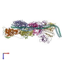 PDB entry 6zo4 coloured by chain, top view.