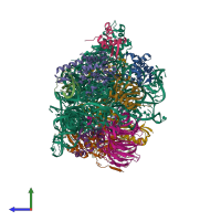 PDB entry 6zol coloured by chain, side view.