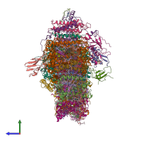 PDB entry 6zoo coloured by chain, side view.