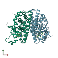 PDB entry 6zor coloured by chain, front view.