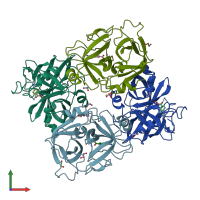 PDB entry 6zov coloured by chain, front view.