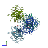 PDB entry 6zov coloured by chain, side view.