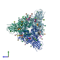 PDB entry 6zoy coloured by chain, side view.
