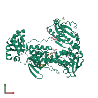 PDB entry 6zp3 coloured by chain, front view.