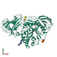 PDB entry 6zpx coloured by chain, front view.