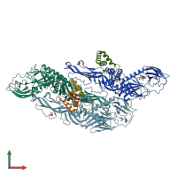 PDB entry 6zqu coloured by chain, front view.
