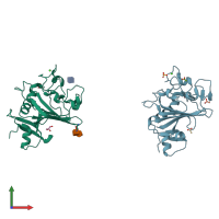 PDB entry 6zqx coloured by chain, front view.