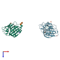 PDB entry 6zqx coloured by chain, top view.