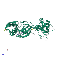 PDB 6zru coloured by chain and viewed from the top.