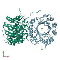 PDB entry 6zs0 coloured by chain, front view.